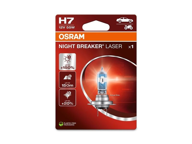 OSRAM H7 Night Breaker Laser PKW 12 V/ 55W Scheinwerferlampe mit PX26d Sockel