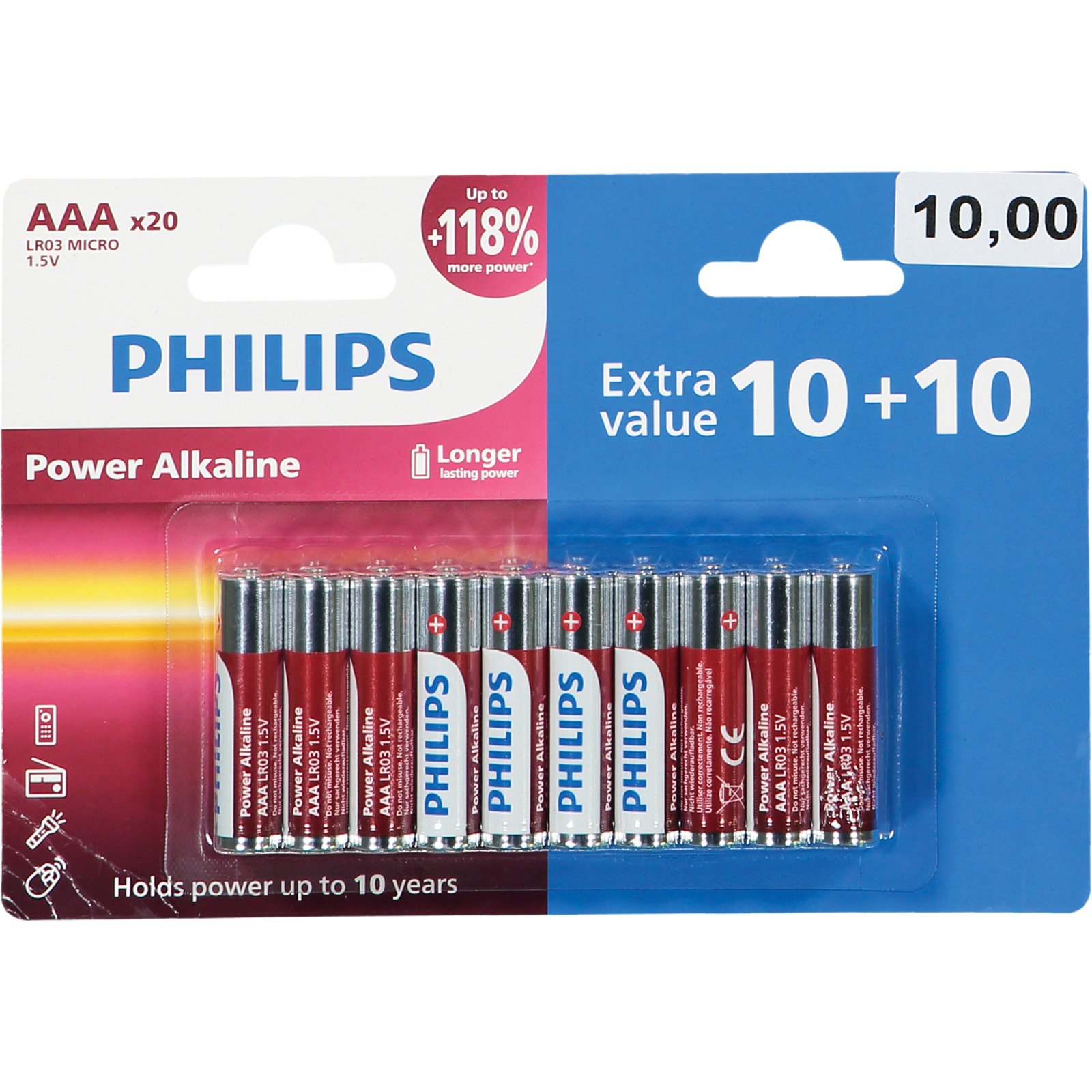 Philips Batterien AAA 10 + 10 Stück Power Alkaline