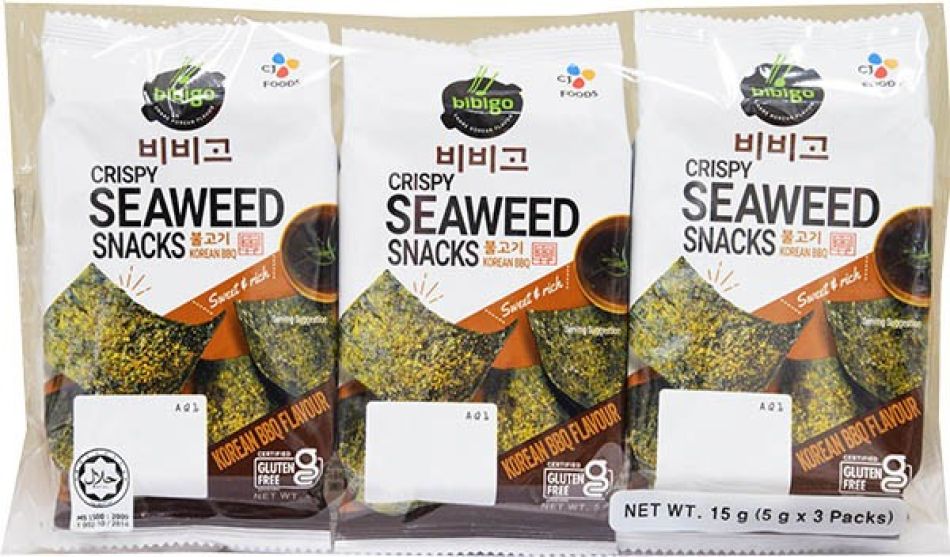 CJ Bibigo Krokante Zeewier Snacks Bulgogi BBQ 3x5g