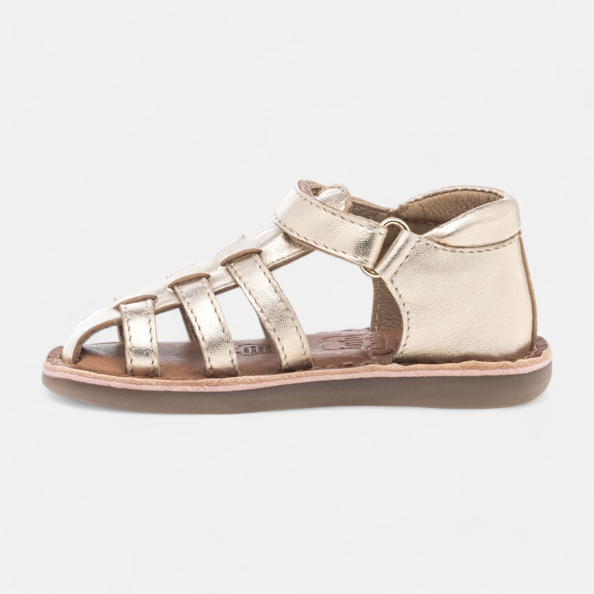 Nu-pieds Bébé fille en cuir or