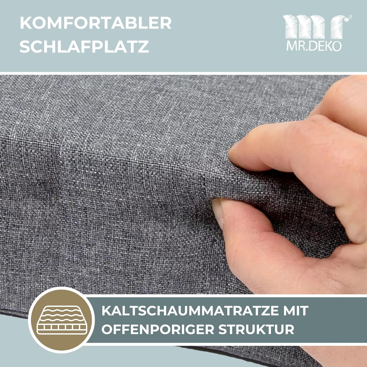 Camper´s Delight Klappmatratze für Mercedes Marco Polo | 200 x 110 x 8 cm - Camping Matratze mit waschbarem Bezug | Faltmatratze aus Schaumstoff | Schlafmatratze für Transporter | Reisematratze grau
