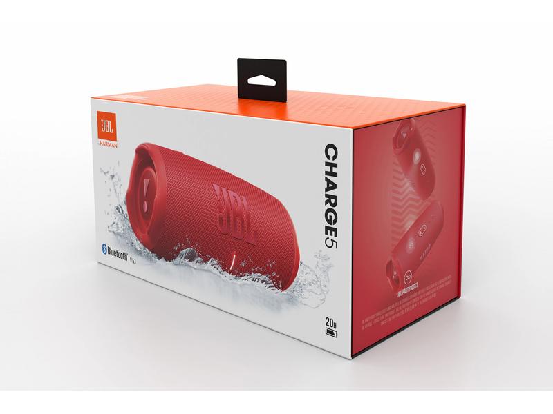JBL Bluetooth Speaker Charge 5 Rot Tragbarer wasserdichter Lautsprecher mit Powerbank