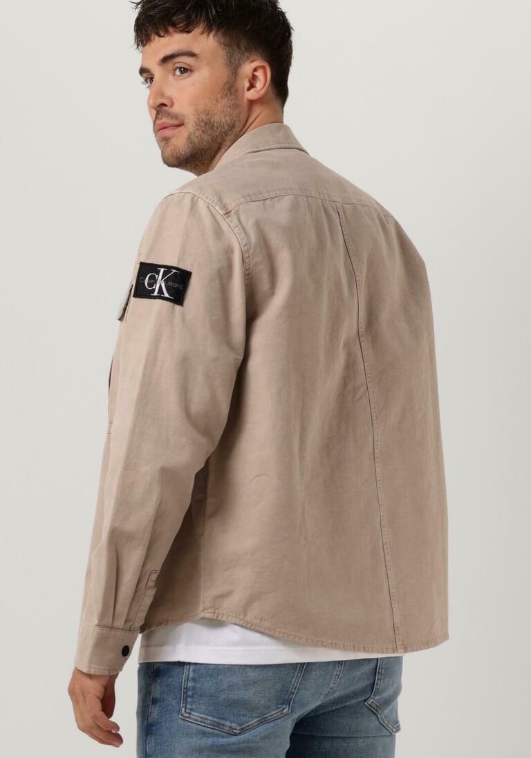 CALVIN KLEIN beige calvin klein overshirt mineral dye utility overshirt