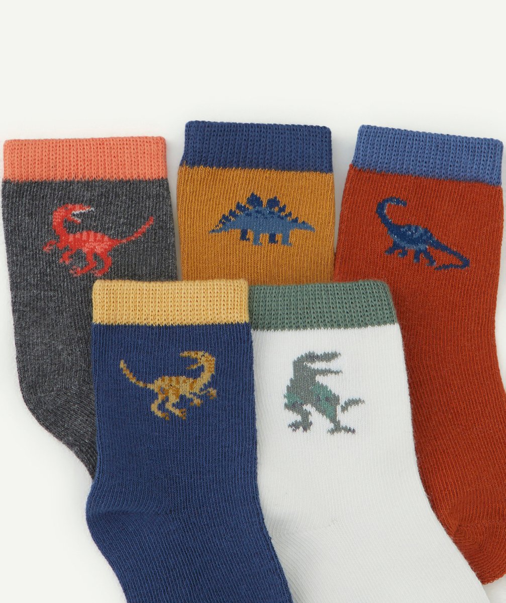 LOT DE 5 CHAUSSETTES HAUTES BÉBÉ GARÇON COLORÉES AVEC MOTIFS