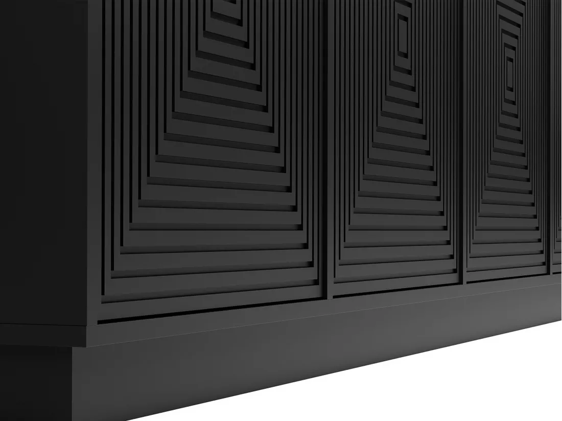 Buffet avec 4 portes en MDF - Noir - MEZULIA