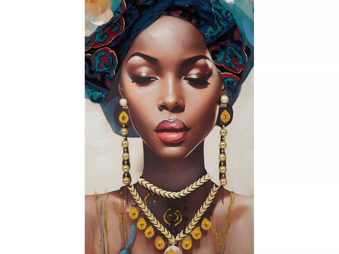 Peinture de femme multicolore sur toile avec cadre 72x4,5x102 cm
