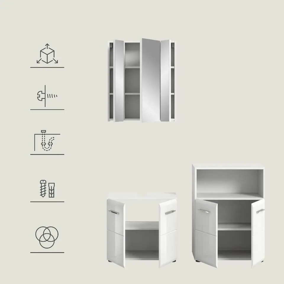 Hioshop Ice badkamer I66 wit hoogglans- wit