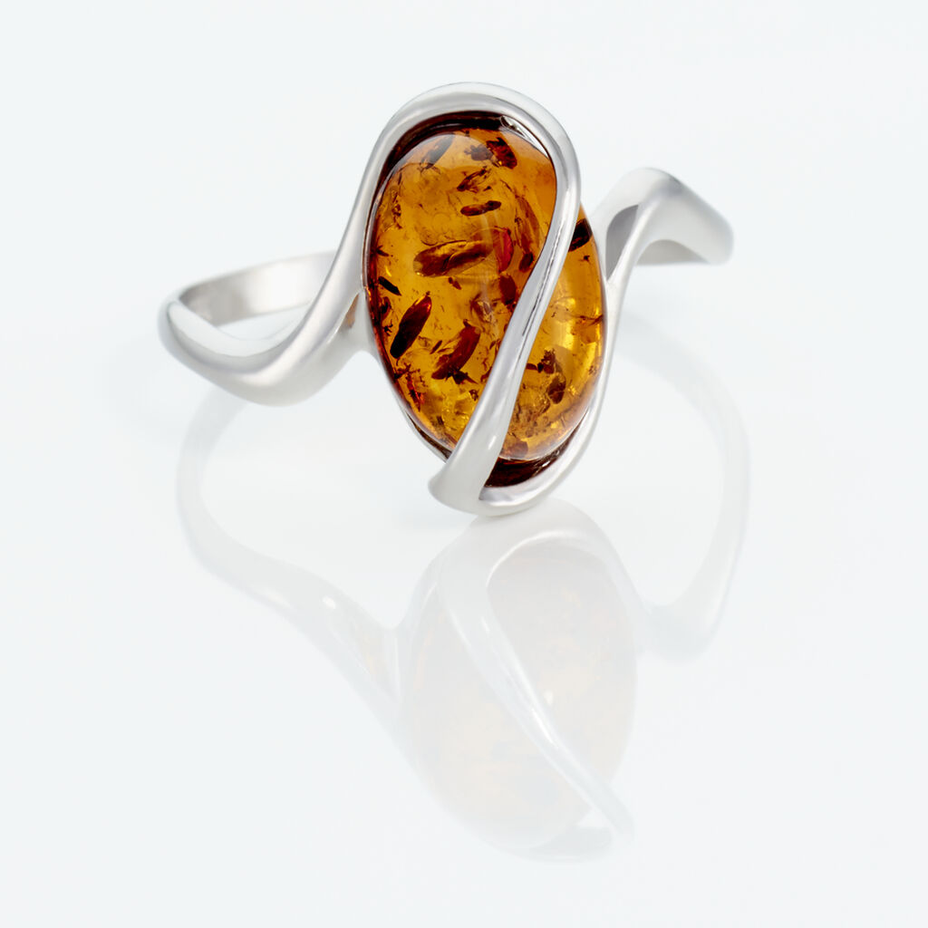 Bague Argent Blanc Leeloo Ambre
