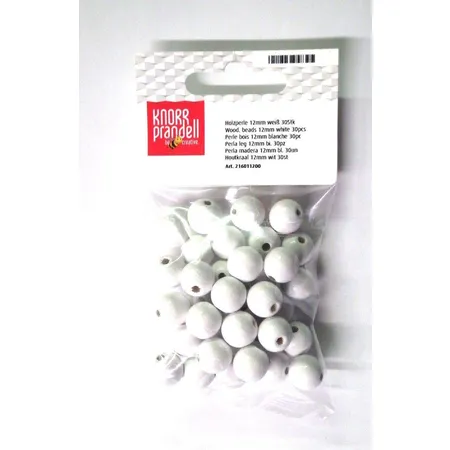 Knorr Prandell Holzperlen, 12 mm, weiß, 30 Stück