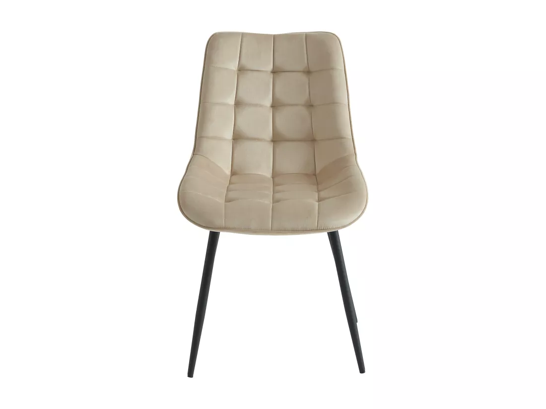 Lot de 2 chaises matelassées - Velours et métal noir - Beige - OLLUA