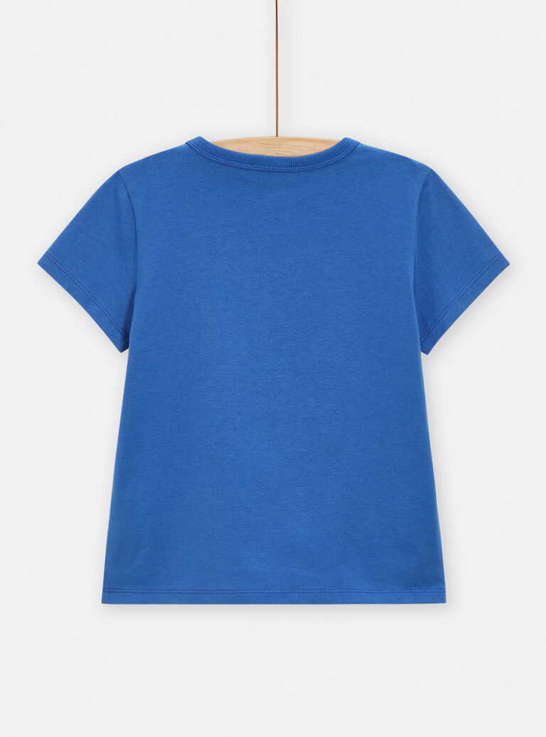 T-shirt bleu électrique animation baleine pour garçon