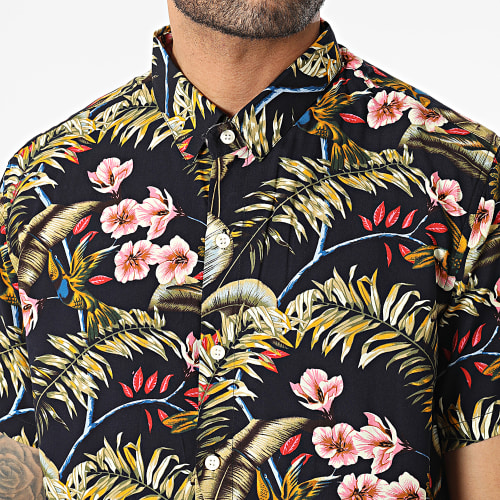 Chemise Manches Courtes Noir Floral
