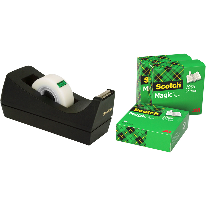 Scotch Tischabroller C-38 mit 3 Klebebandrollen, schwarz