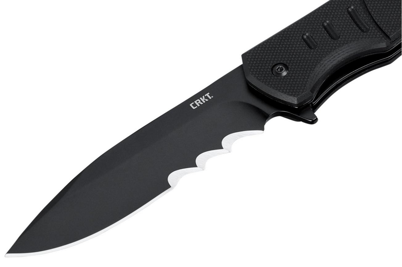 CRKT Ignitor Assisted Black Serrated zakmes, Ken Steigerwalt design