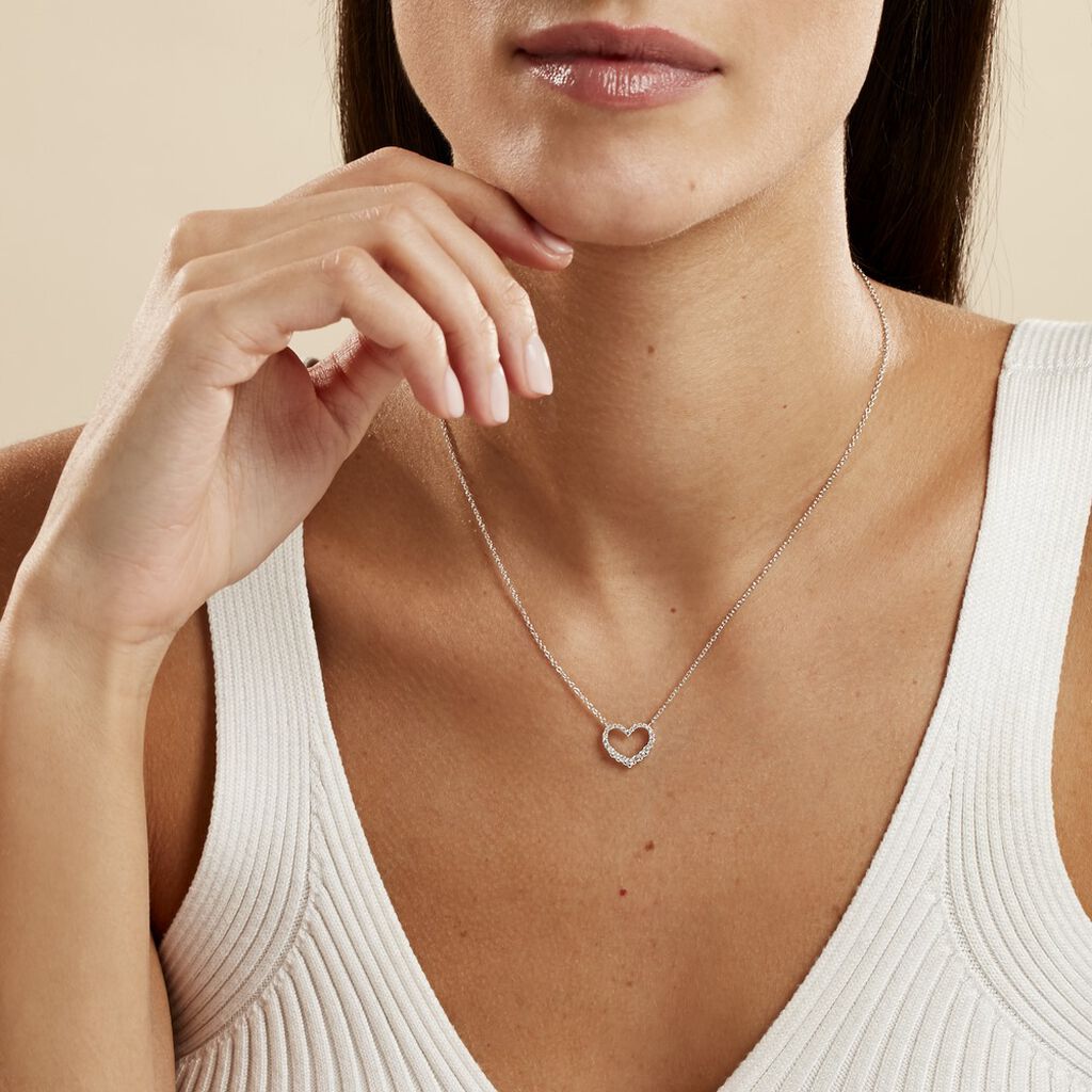 Collier Nermin Argent Blanc Oxyde De Zirconium