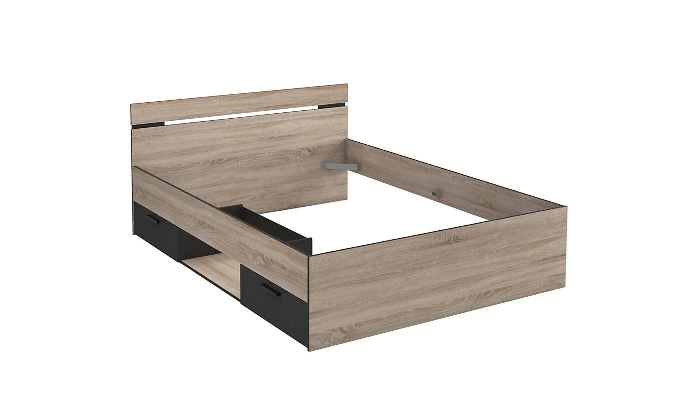 MICHIGAN LIT EN 140X190CM 2 TIROIRS 1 NICHE