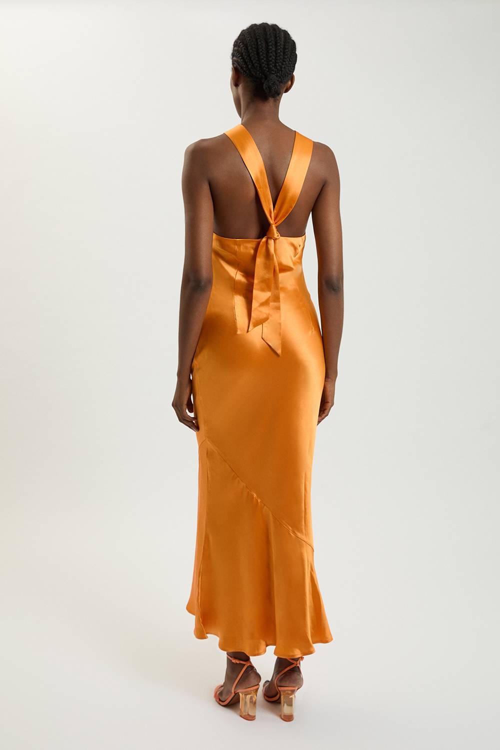KarenMillen Robe Longue Dos Nu En Satin De Viscose Avec Anneau Au Col