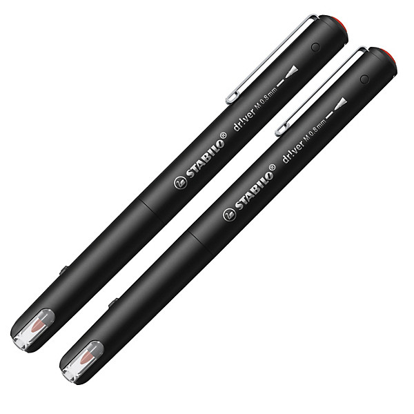 Feutres Stabilo driver M coloris rouge, lot de 2