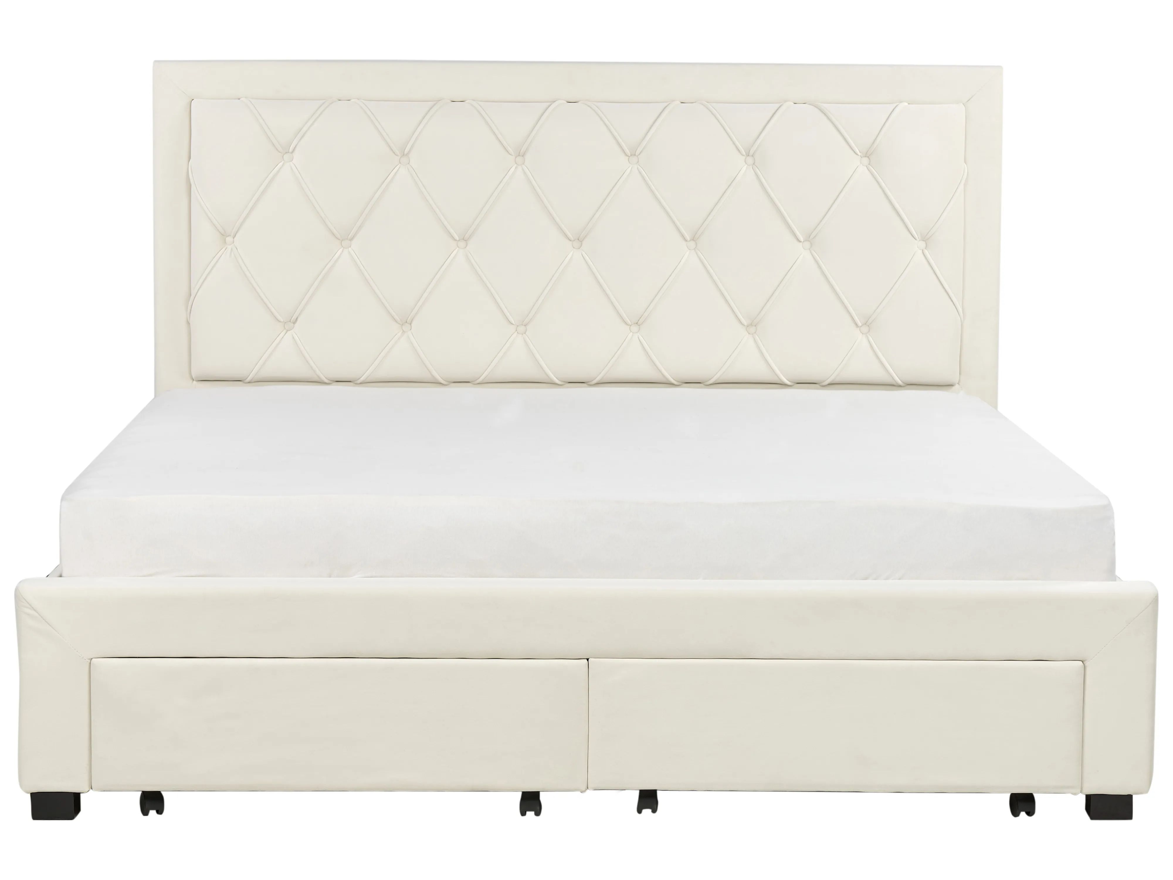 Bed met opbergladen Fluweel LIEVIN 180 x 200 cm Lichtbeige