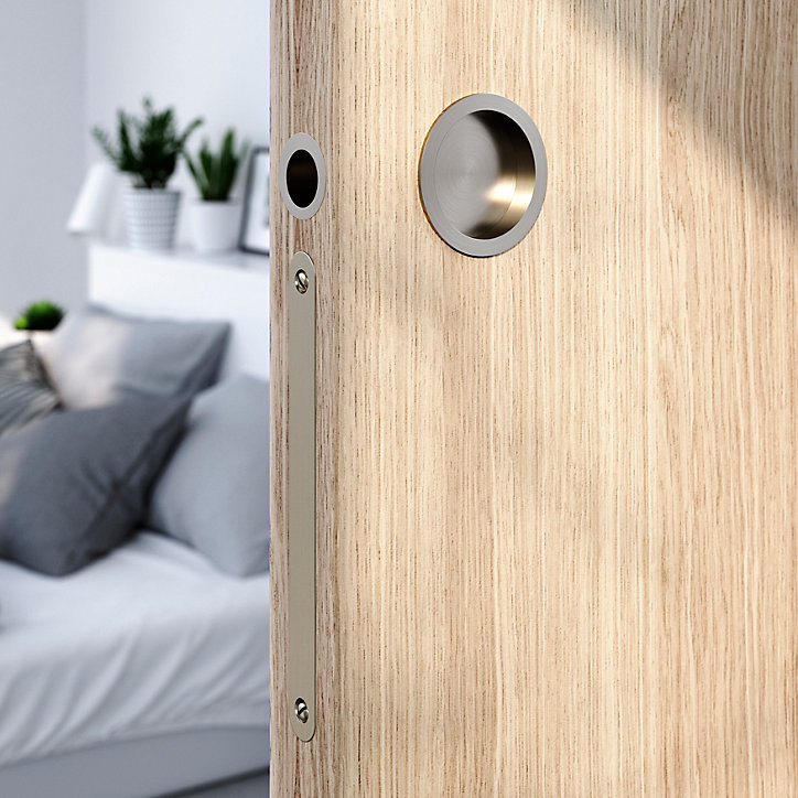 Galandage rond à visser GoodHome Minzh effet nickel satin gris Ø55mm