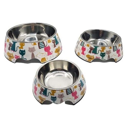 Alimentador Edipets em aço inoxidável para cães e gatos.