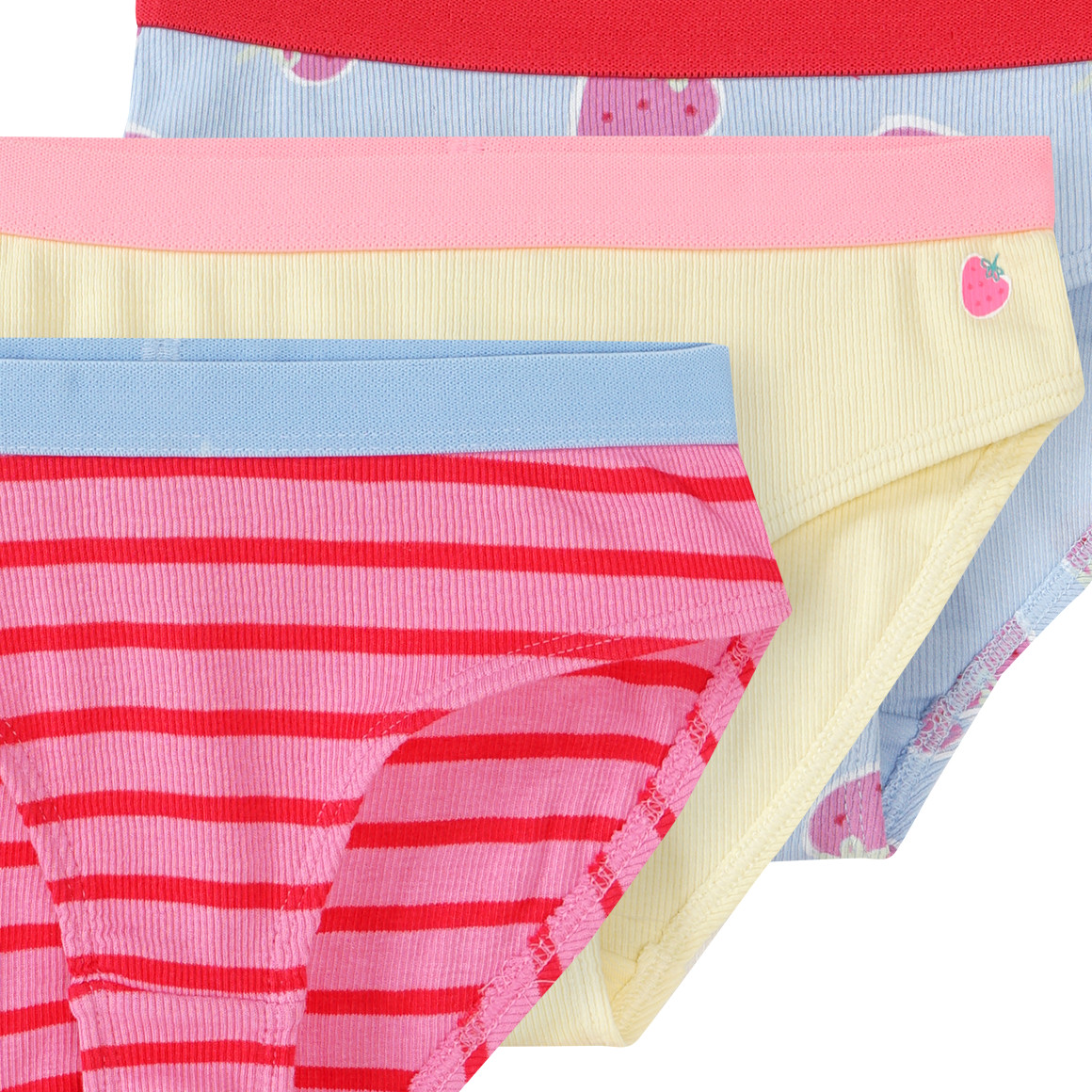 Famy 3 Mädchen Slips mit Rippstruktur hellblau / hellgelb / rosa