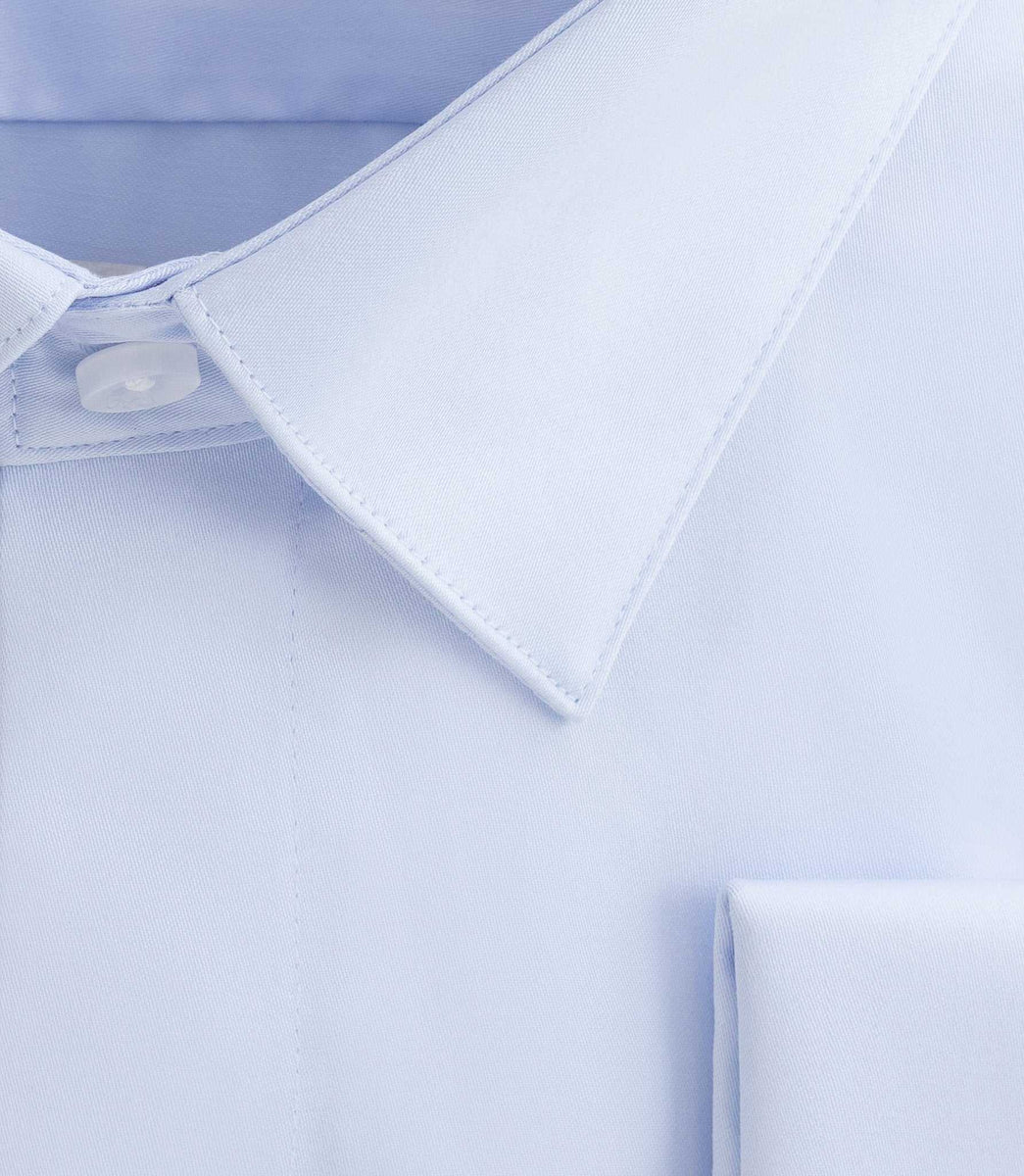 Chemise satin slim ciel 