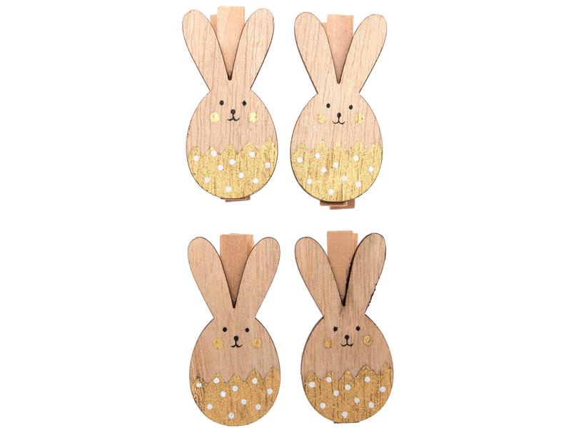 Rico Design Dekoklammer Osterhase 4 Stück, Gold Kreativ mit Rico Design