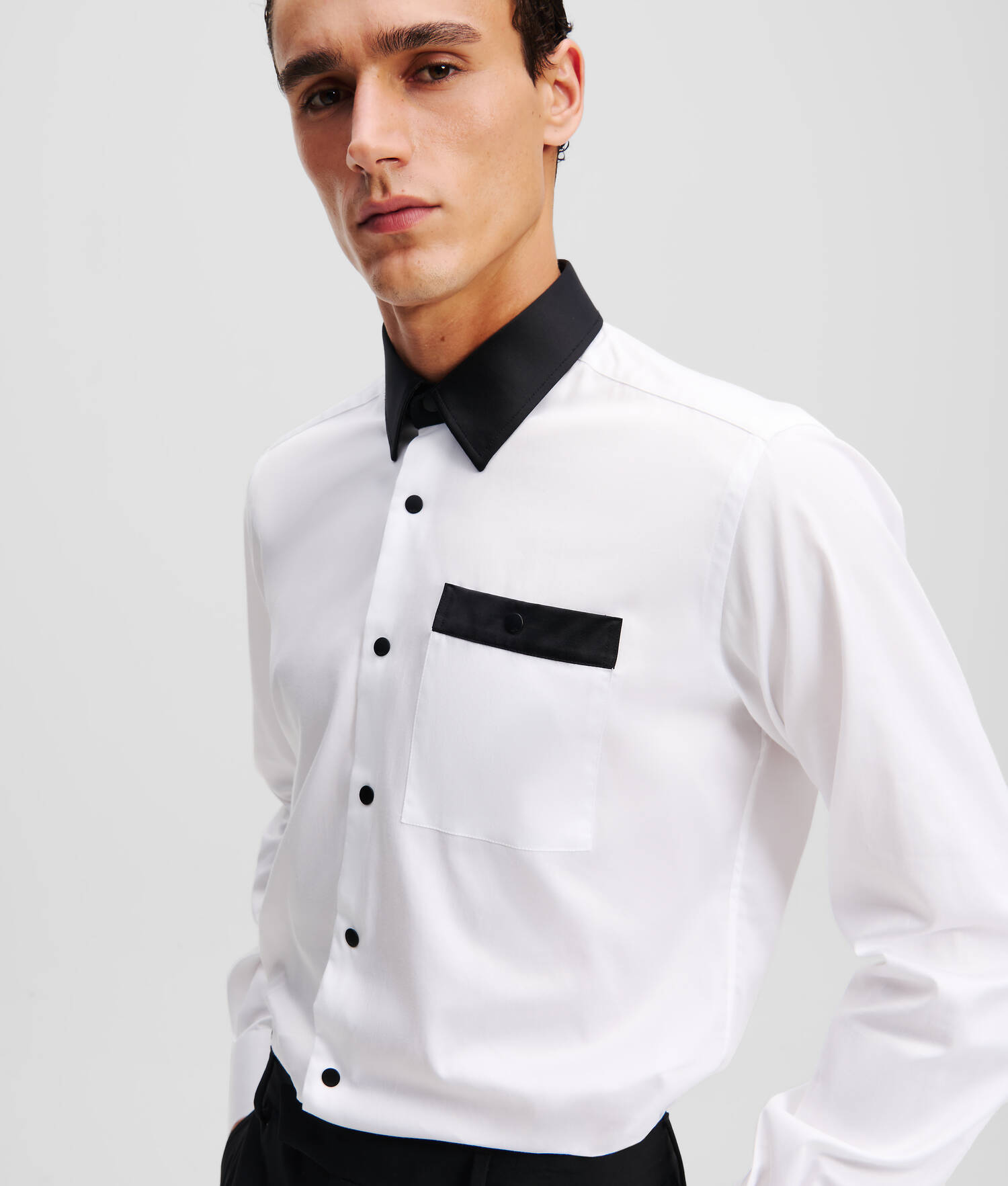 CHEMISE À BOUTONS - Blanc/Noir