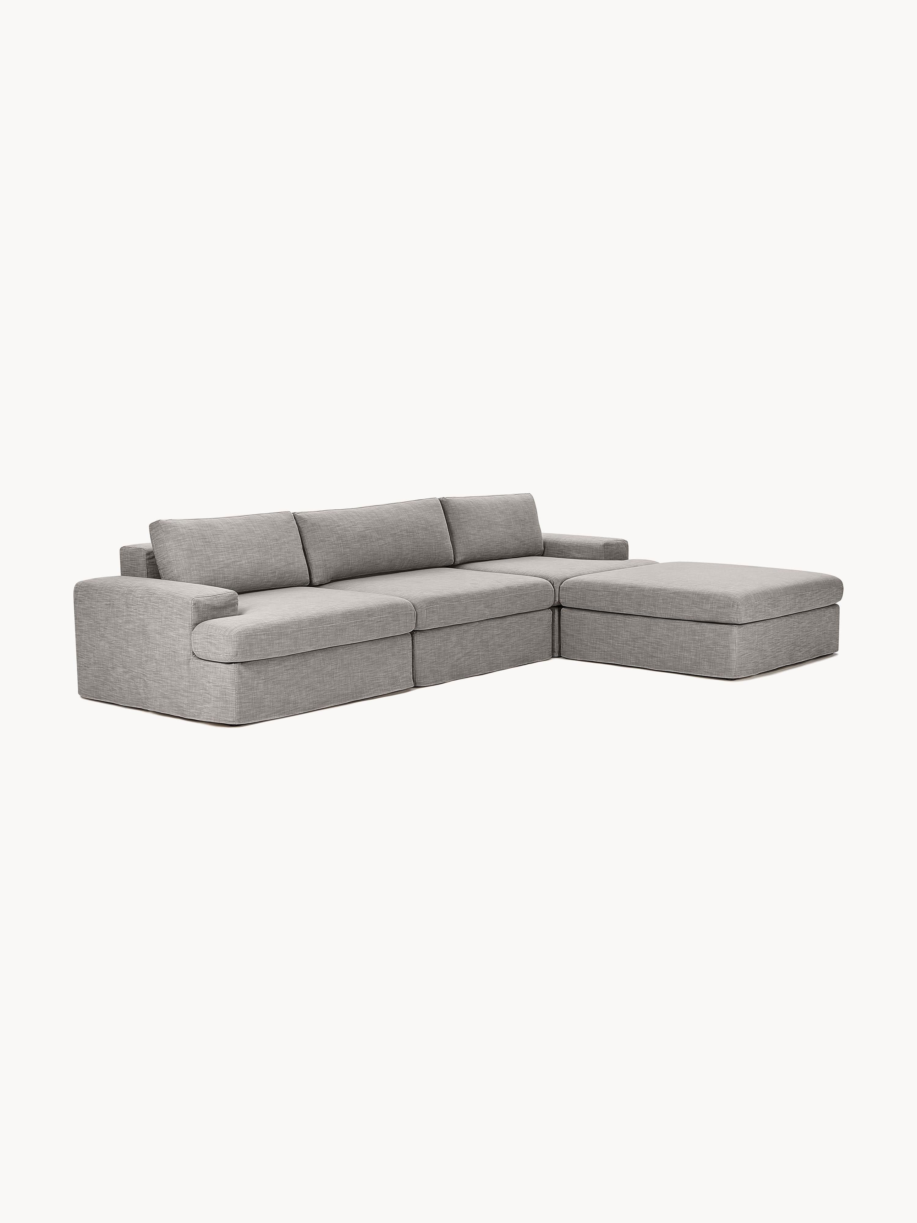 Modulaire bank Russell (4-zits) met poef (links/rechts)