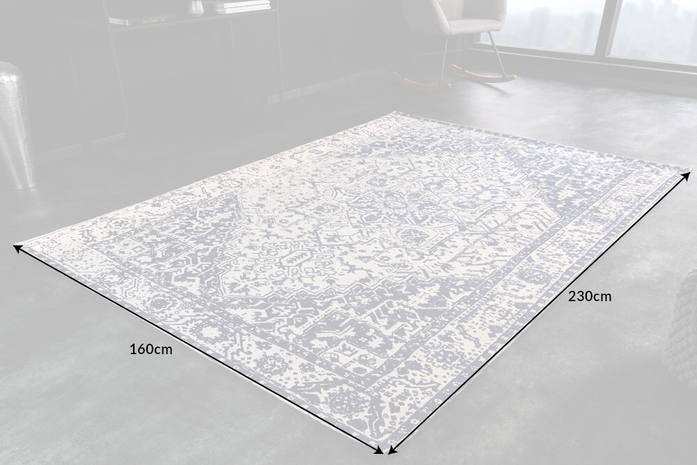 Orientalischer Teppich OLD MARRAKESCH 230x160cm beige blau Used Look