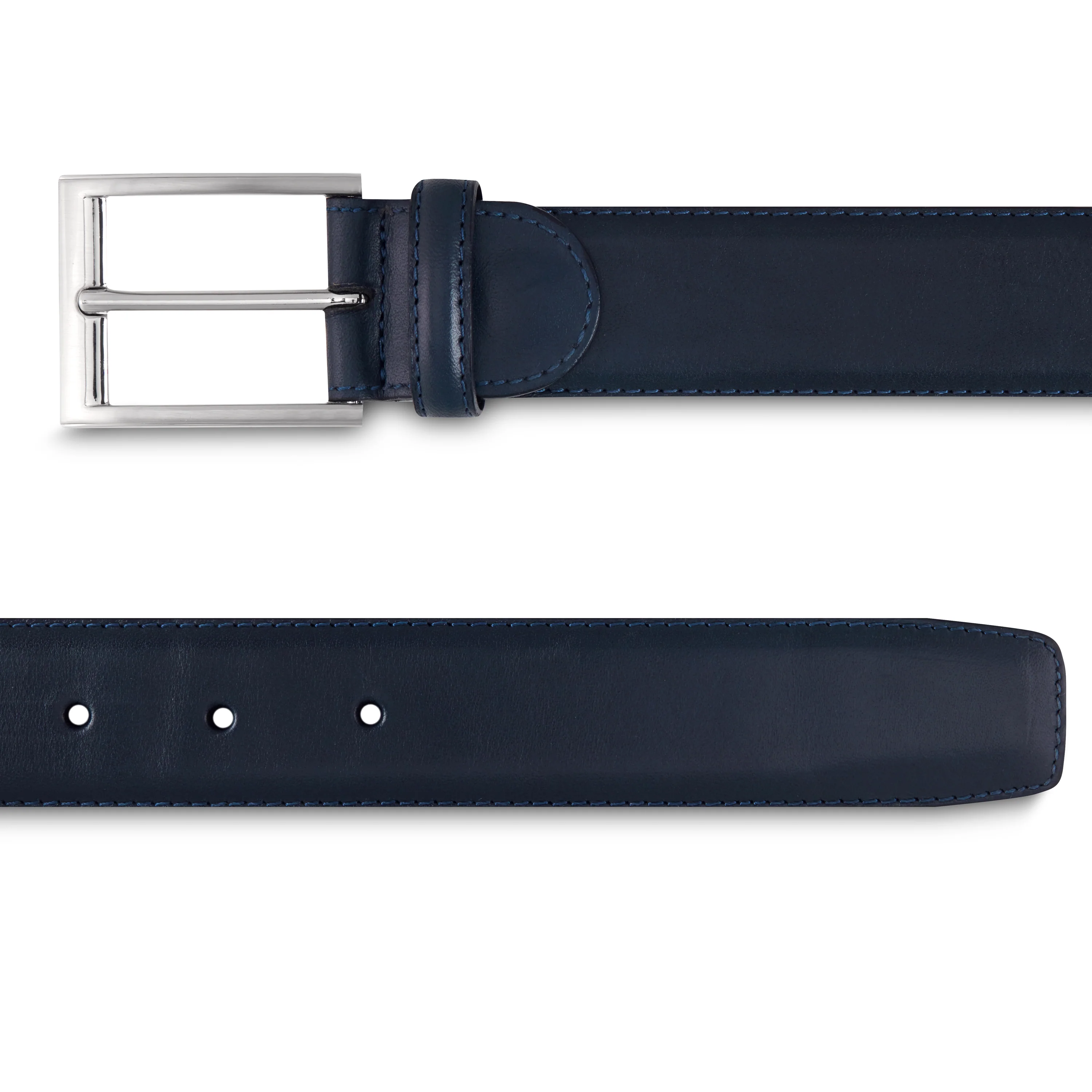 Ceinture homme en cuir lisse bleu