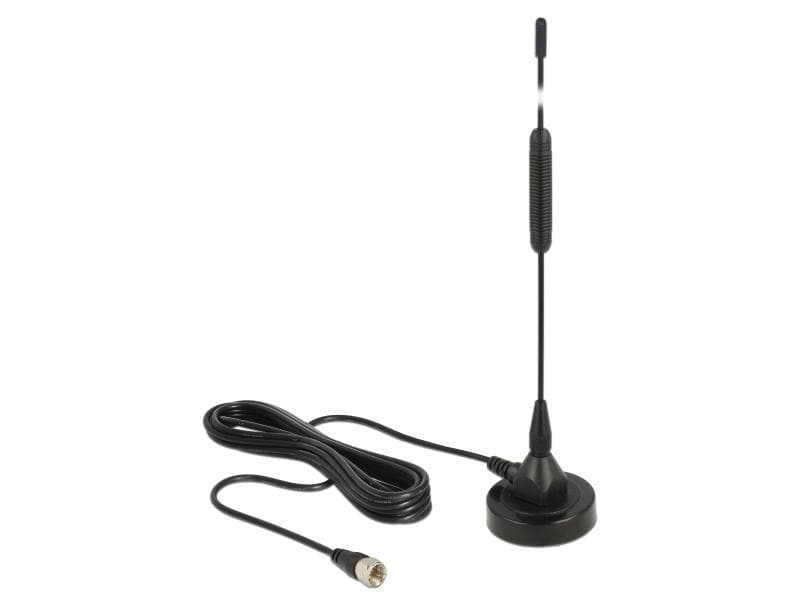 Delock DAB -Antenne F-Stecker 174-240 MHz F-Type 0 dBi Rund Delock DAB  Antenne F Stecker 0 dBi omnidirektional mit magnetischem Standfuss starr schwarz