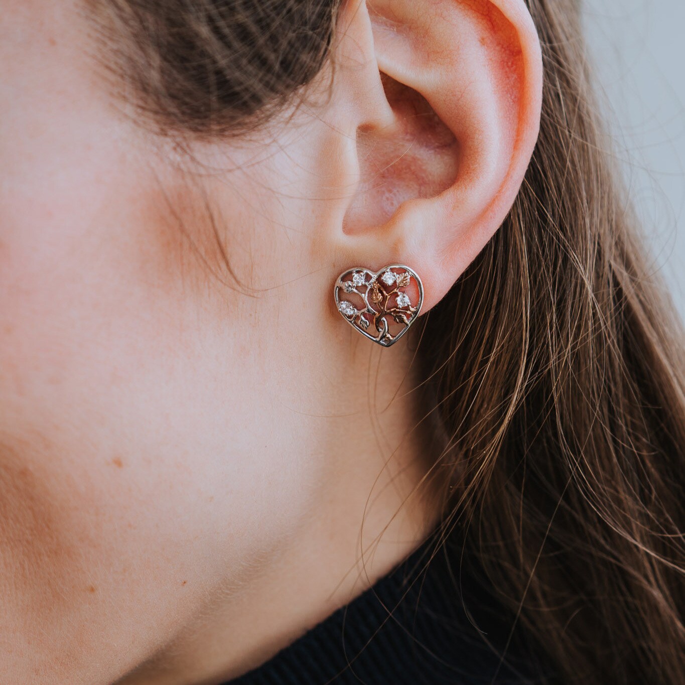 Julie Julsen Ohrstecker 925/- Sterling Silberteils rosé vergoldet Zirkonia