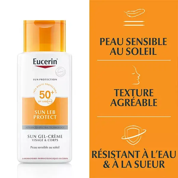Eucerin Sun Protection Leb Protect Crème-Gel Visage Corps SPF50 150ml