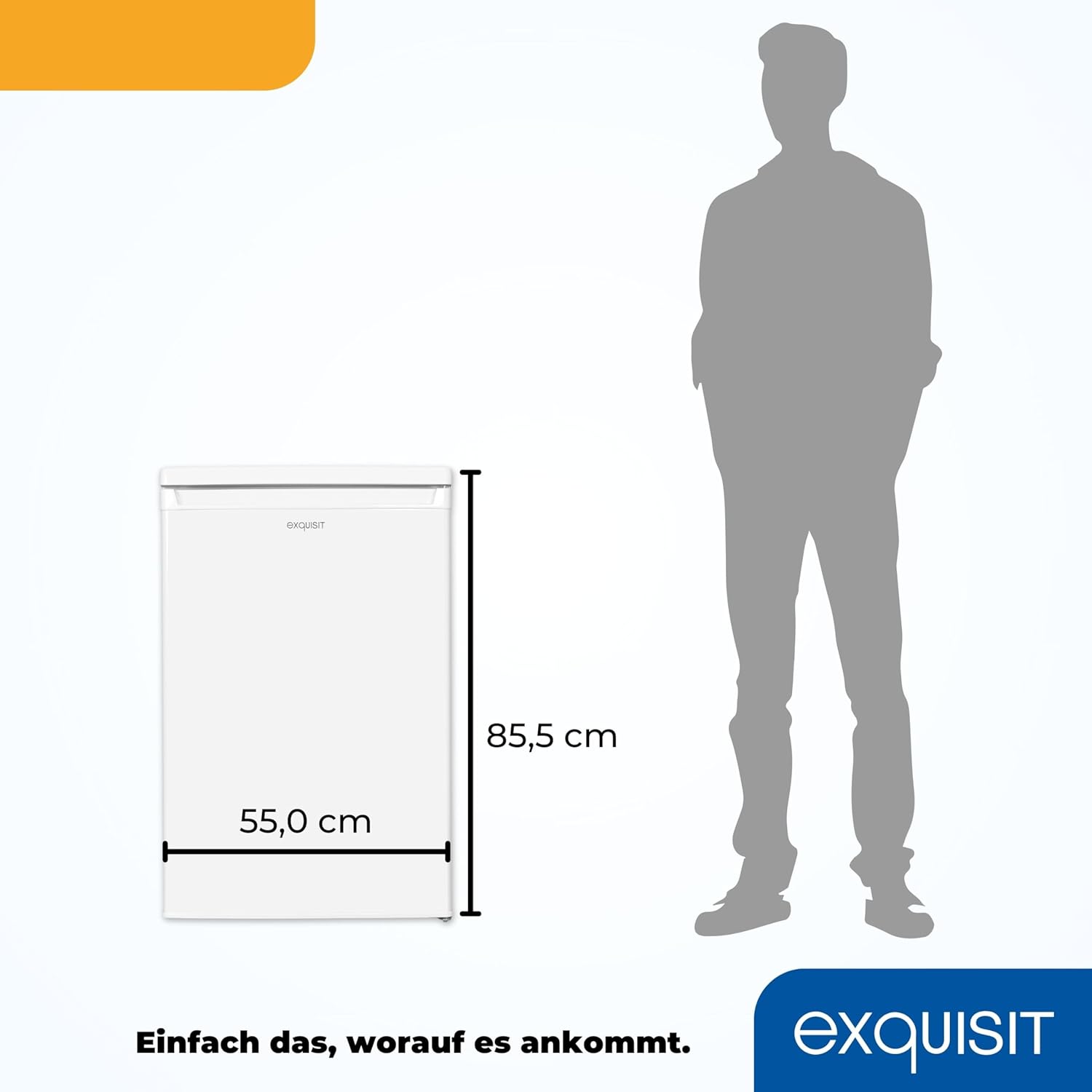 Exquisit Vollraumkühlschrank KS16-V-040D weiss | 126 L Volumen | Kühlschrank ohne Gefrierfach freistehend | Gemüsefach | LED