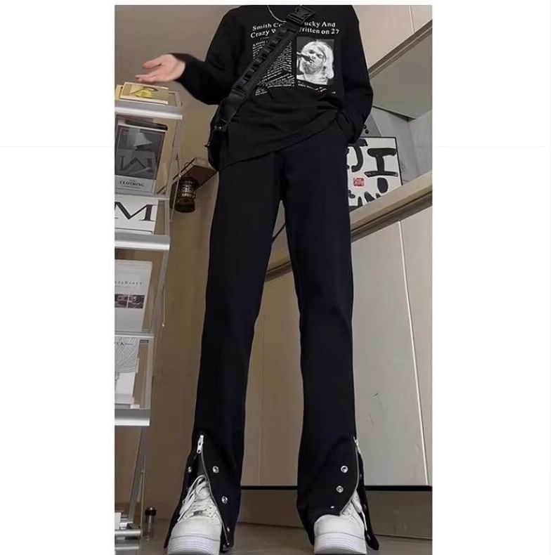 jagevin - Slim fit broek met hoge taille en knoopjes