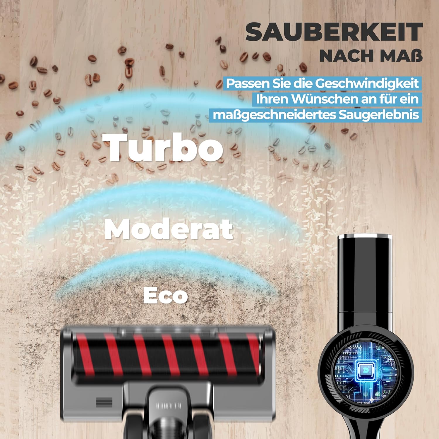 KLAMER Akku Staubsauger, 2-in-1 Staubsauger kabellos & Handstaubsauger, Akkulaufzeit bis 45 min, Akkustaubsauger mit HEPA Filter für Teppich, Auto & Hartböden