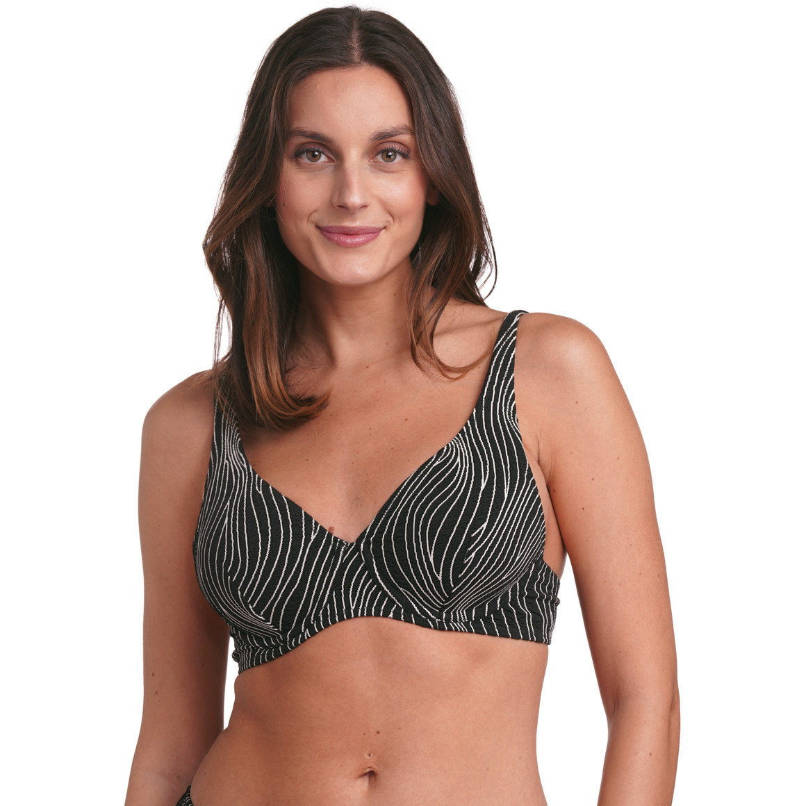 Gina Benotti Damen Bikinioberteil mit Wellenmuster schwarz