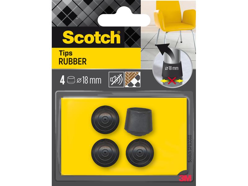 3M Stuhlbeingleiter Ø 18 mm, Schwarz, 4er Pack Robuste Antirutsch-Stuhlgleiter