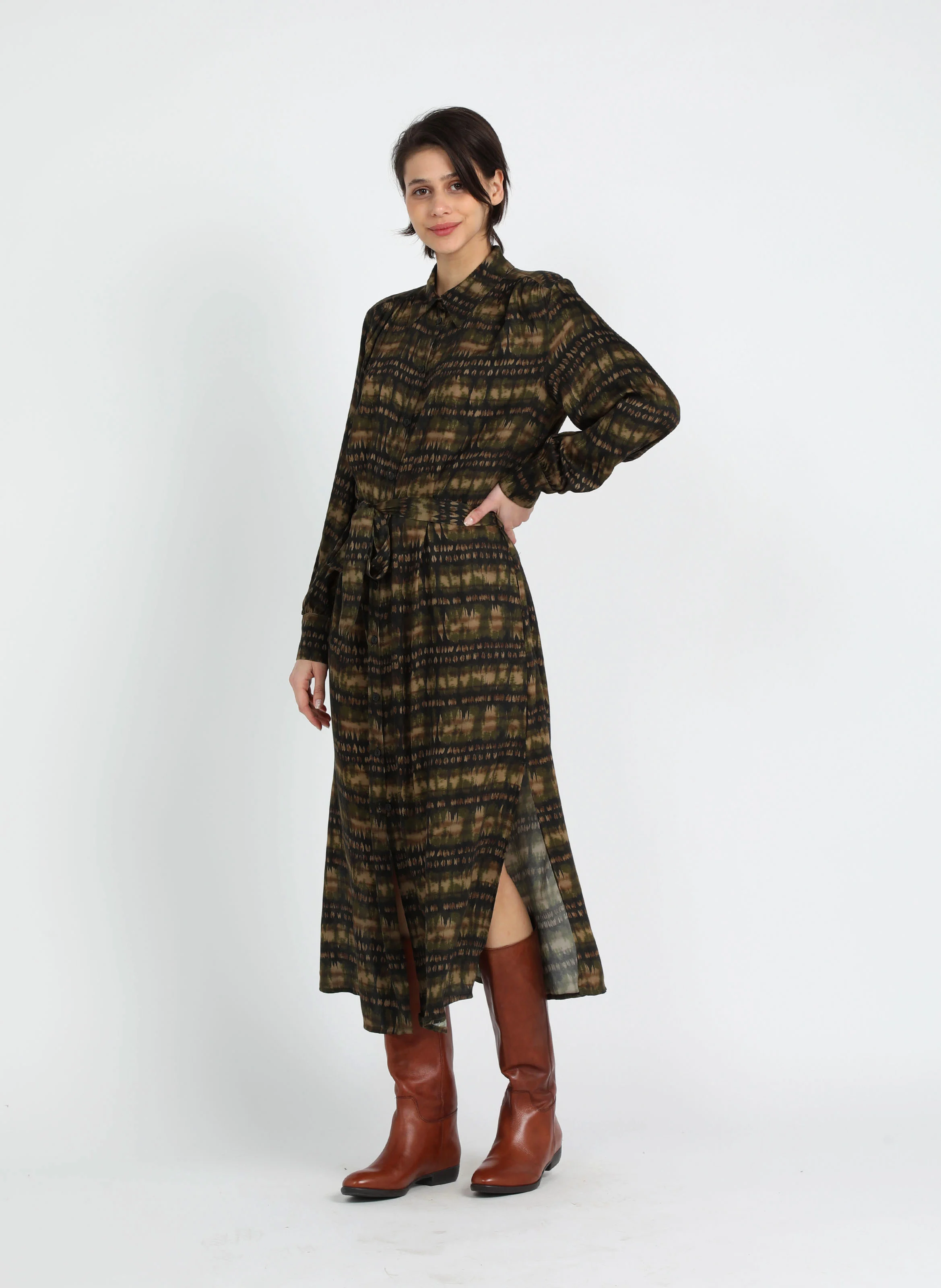 Robe longue avec imprimé| Noir