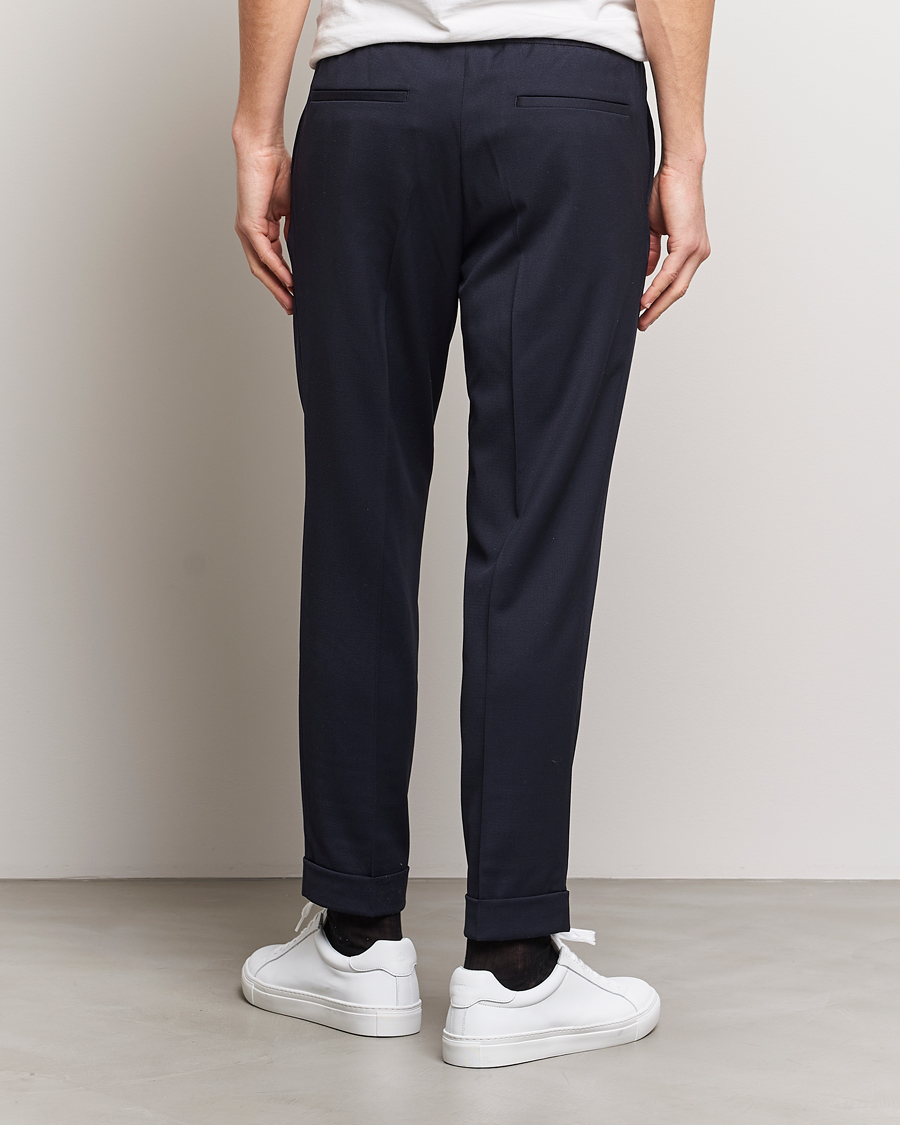 Filippa K Terry Gabardine Cropped Turn Up Trousers  Navy