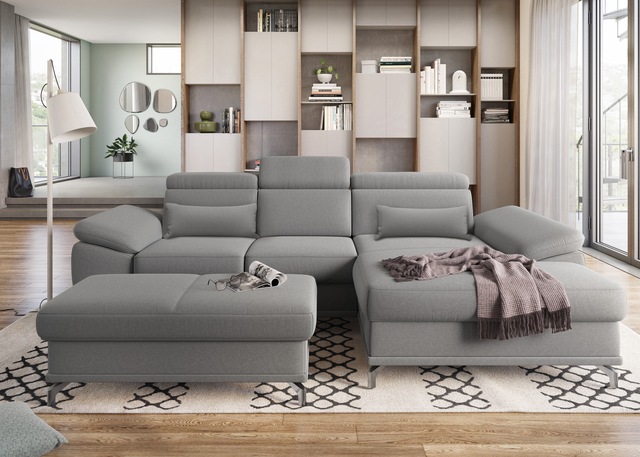 sit&more Ecksofa »Cabrio L-Form, B: 295 cm, mit Sitztiefen-, Arm- & Kopfteilverstellung« 2 Nierenkissen, Federkern, optional Bettfunktion und Stauraum