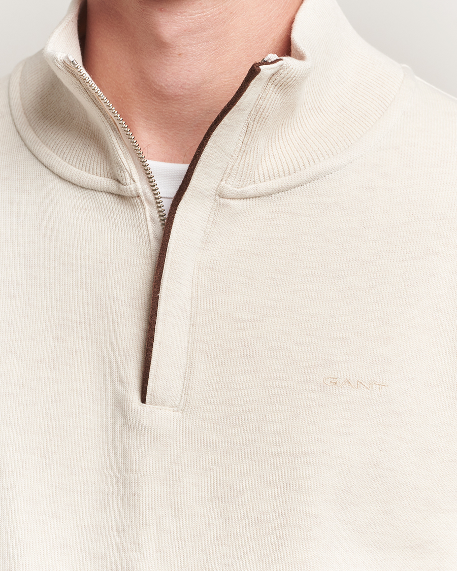 GANT Sacker Rib Half Zip Cream