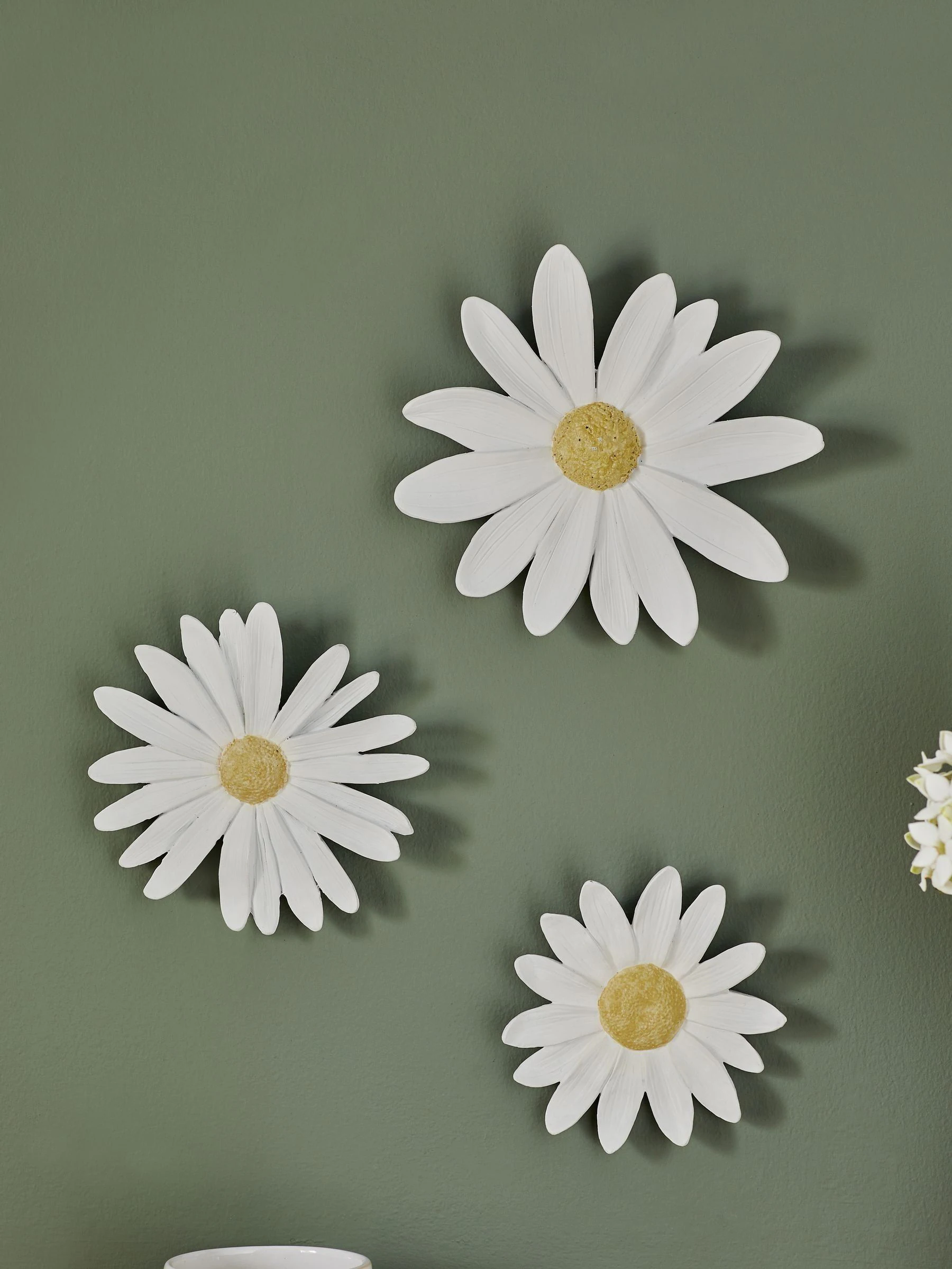 Set van 3 wandkunst met bloemetjes