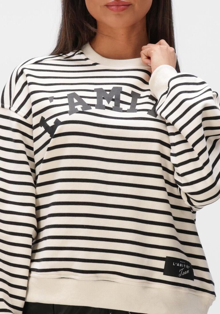 gebroken wit haute l'amitié trui stripe logo sweat