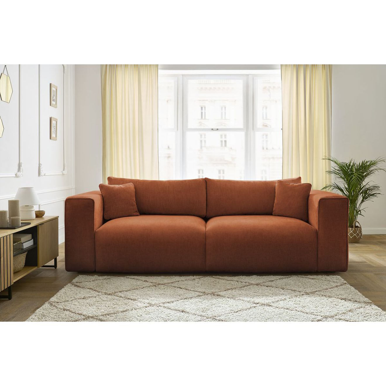 Bobochic Canapé convertible coffre ezechiel rouge - 265x109x82 cm
