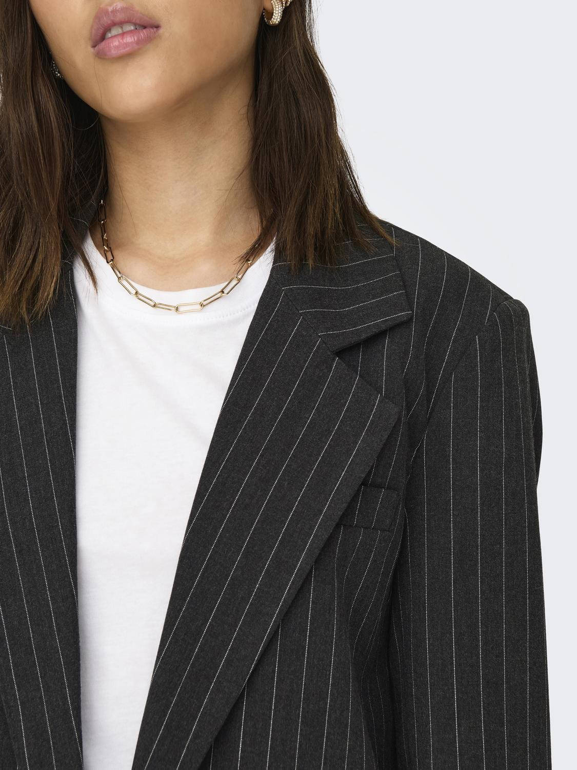 ONLY oversized blazer ONLBRIE met krijtstreep antraciet