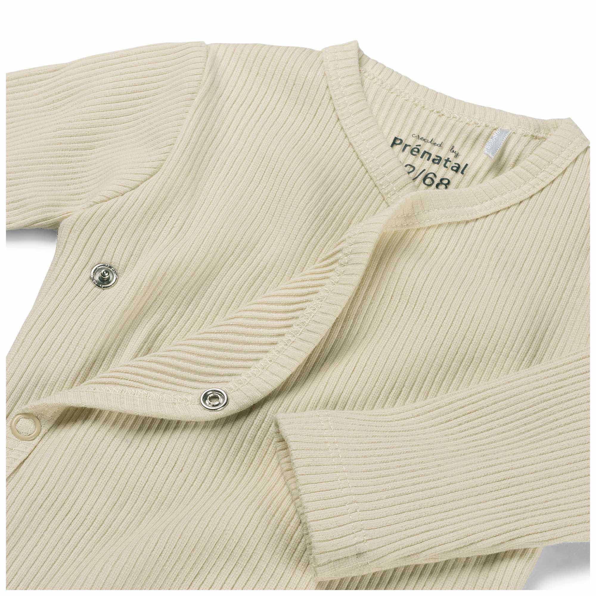 Prénatal newborn overslagromper rib lange mouwen effen beige