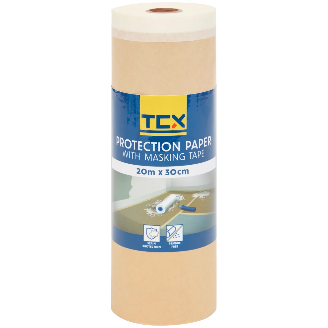 TCX afplaktape met papier 20 meter x 30 cm